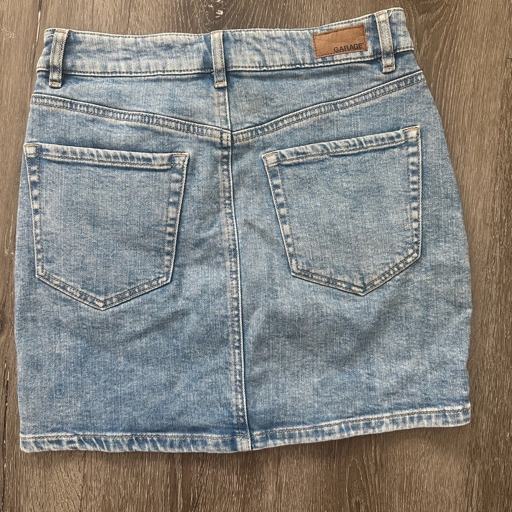 Garage Light Blue Denim Zip-Front Mini Skirt - Picture 3 of 8